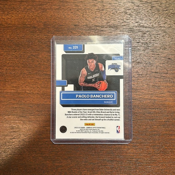 Paolo Banchero Optic Donruss Rookie Card #221 - Picture 2 of 2